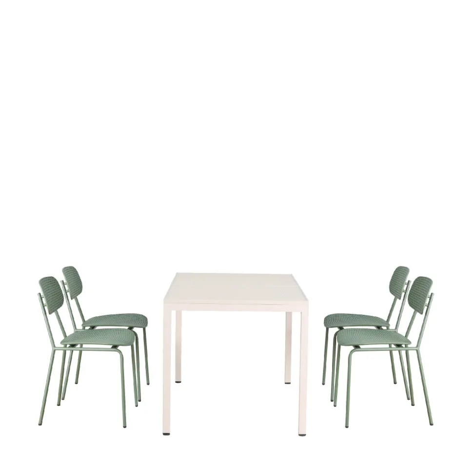 ORKA Ensemble table et chaises de jardin 4 personnes en métal