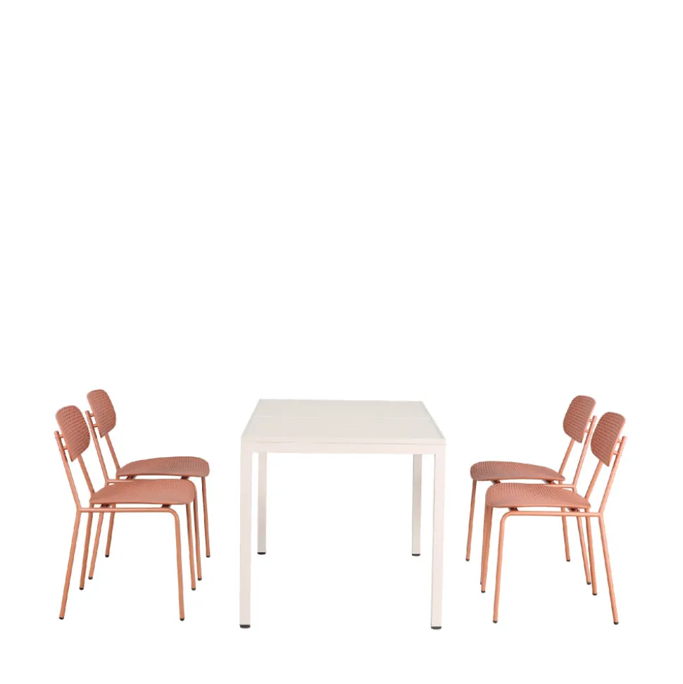 ORKA Ensemble table et chaises de jardin 4 personnes en métal