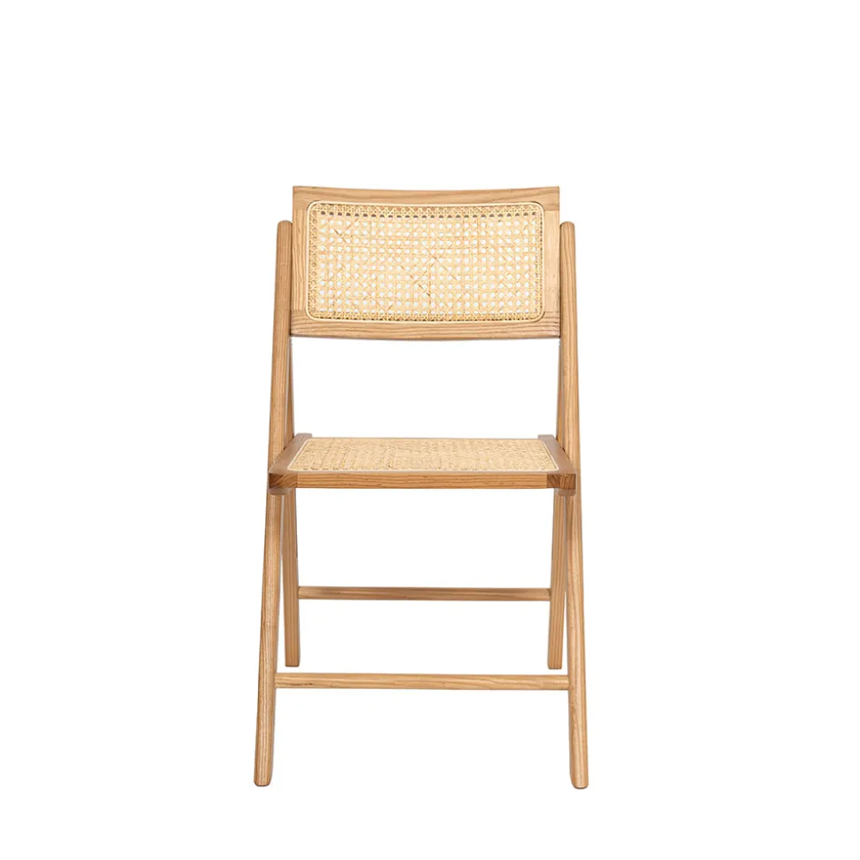 PAULA Chaise pliante en cannage et bois