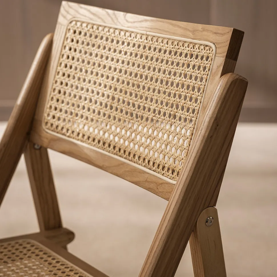 PAULA Chaise pliante en cannage et bois