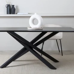 PIAZZA Table à manger 8 personnes en bois et métal