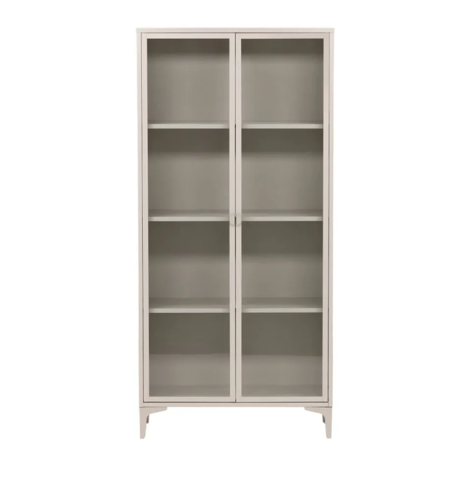 PIRING Vaisselier 2 portes en verre et métal H190cm