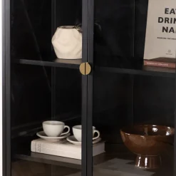 PIRING Vaisselier 2 portes en verre et métal H190cm