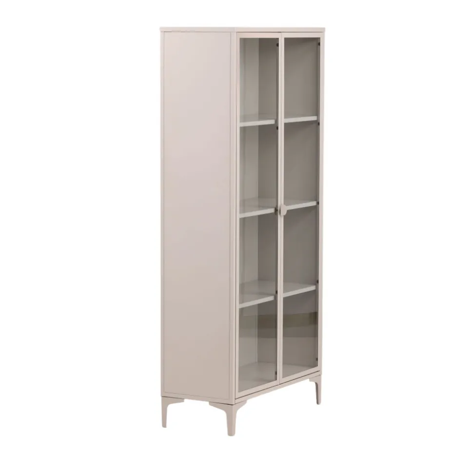 PIRING Vaisselier 2 portes en verre et métal H190cm