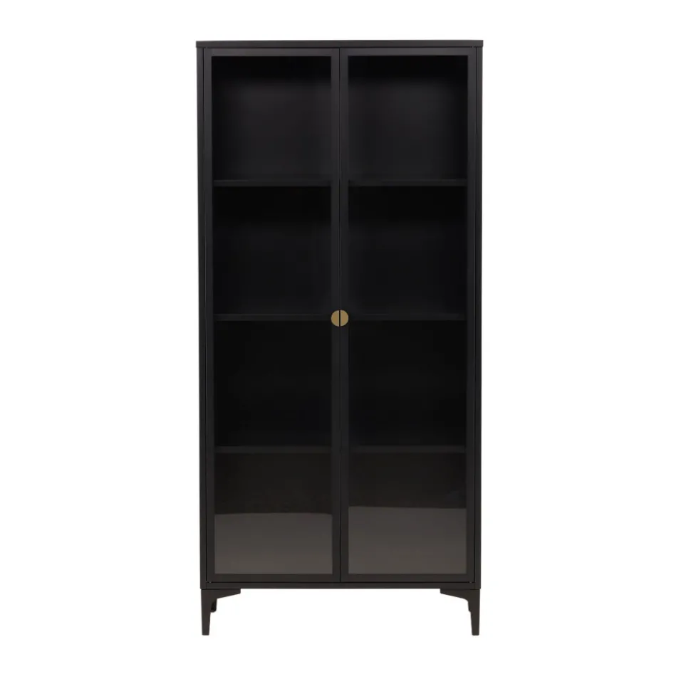 PIRING Vaisselier 2 portes en verre et métal H190cm
