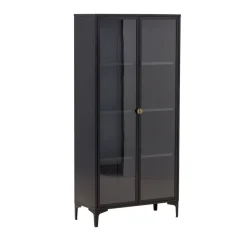 PIRING Vaisselier 2 portes en verre et métal H190cm