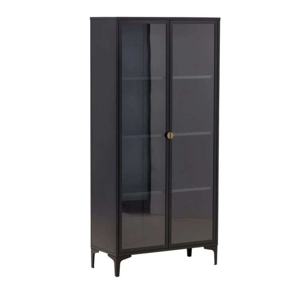 PIRING Vaisselier 2 portes en verre et métal H190cm