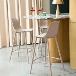 PORTLAND Lot de 4 tabourets de bar intérieur et extérieur en plastique et métal H65cm