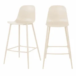 PORTLAND Lot de 4 tabourets de bar intérieur et extérieur en plastique et métal H65cm