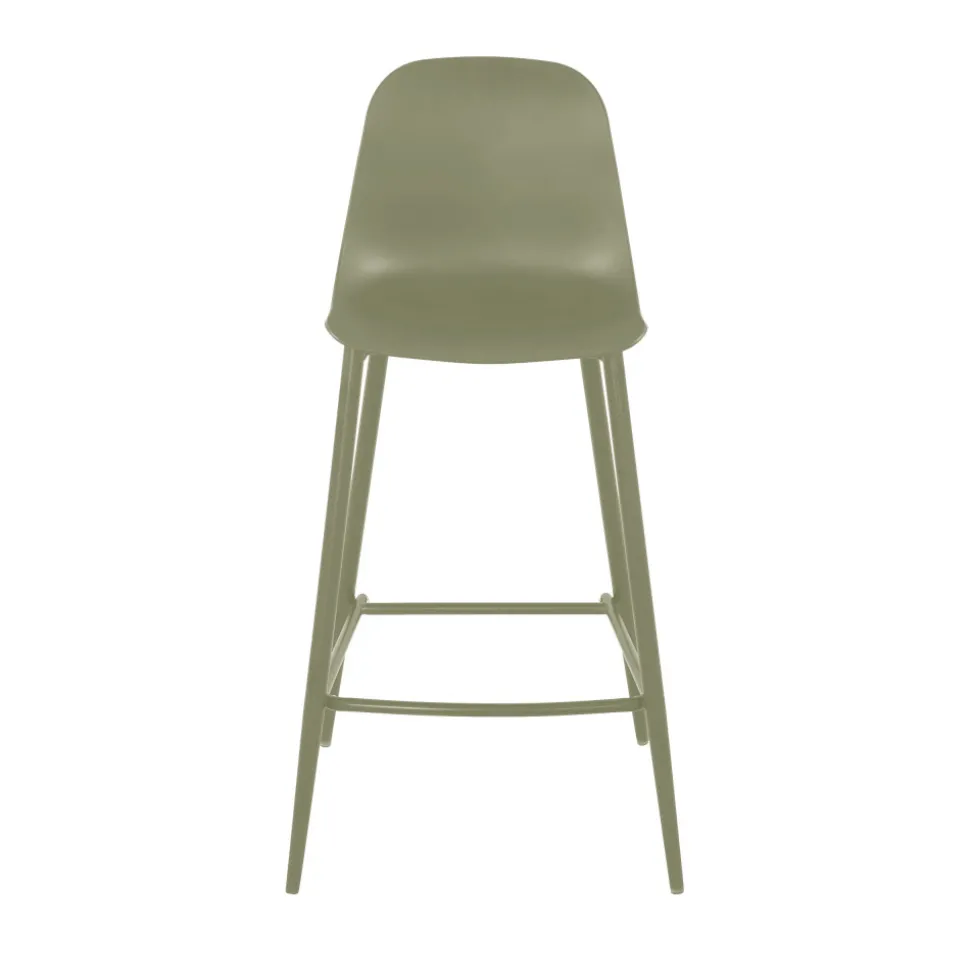 PORTLAND Lot de 4 tabourets de bar intérieur et extérieur en plastique et métal H65cm