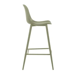 PORTLAND Lot de 4 tabourets de bar intérieur et extérieur en plastique et métal H65cm