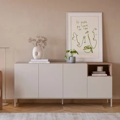 QUENOR Buffet 4 portes en bois et métal L180cm
