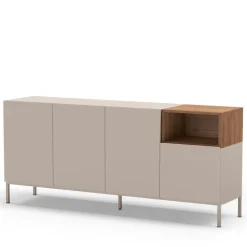 QUENOR Buffet 4 portes en bois et métal L180cm