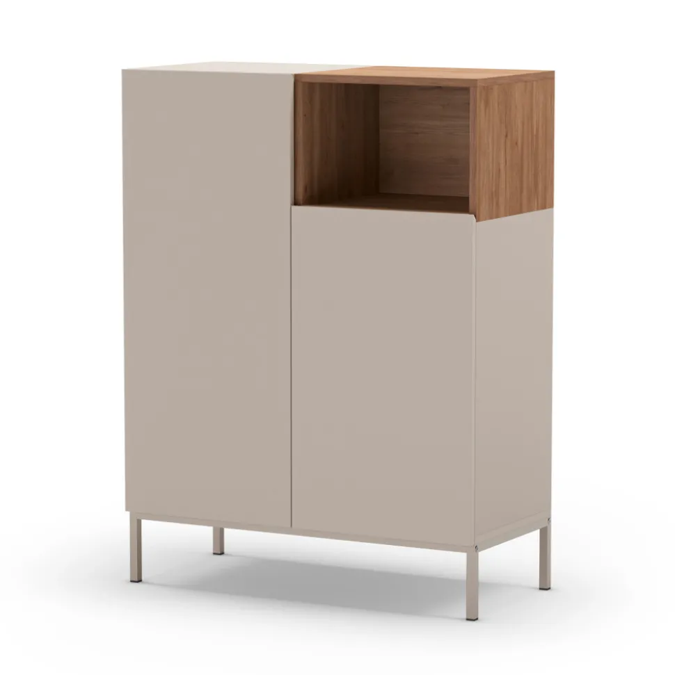 QUENOR Buffet 2 portes en bois et métal H120cm