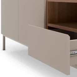 QUENOR Meuble TV 2 portes 1 tiroir en bois et métal L140cm