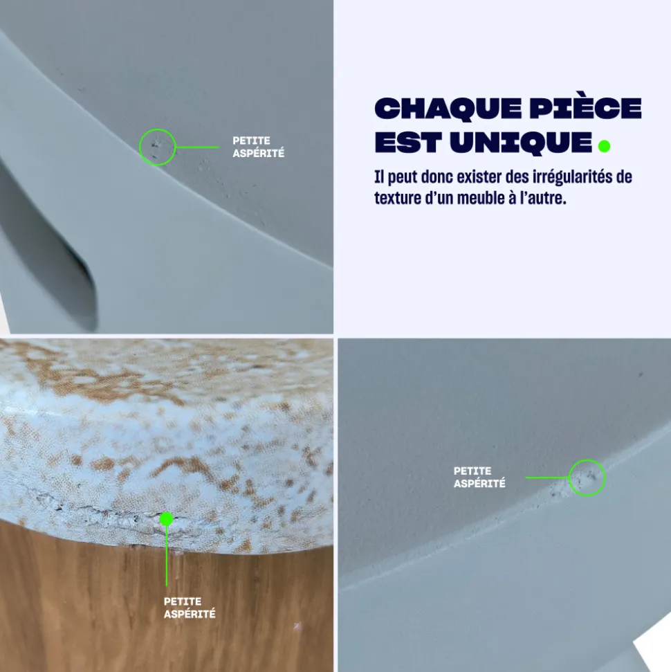 RADOM Tabouret effet travertin ø35cm