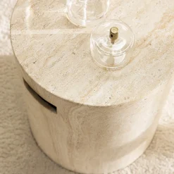 RADOM Tabouret effet travertin ø35cm