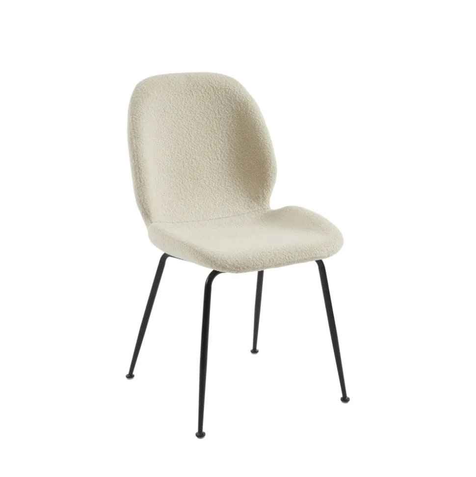RAY Lot de 2 chaises en tissu bouclette et métal