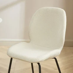 RAY Lot de 2 chaises en tissu bouclette et métal