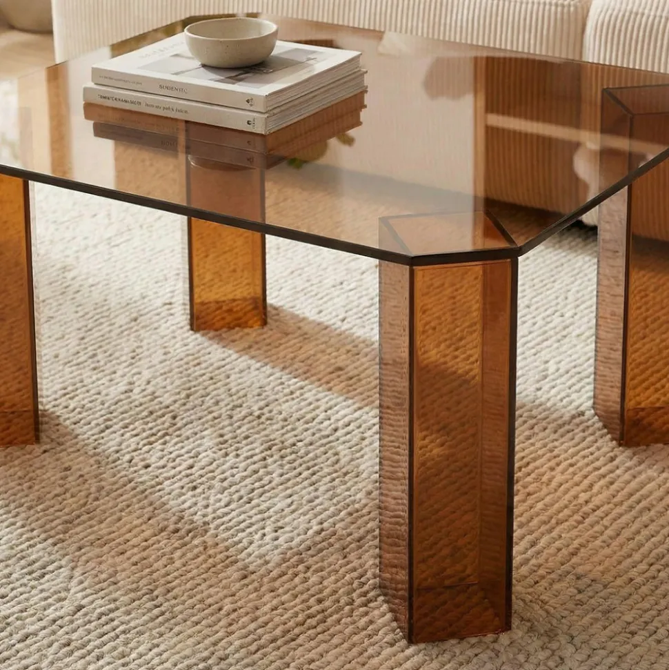REMO Table basse carrée en verre 80x80cm