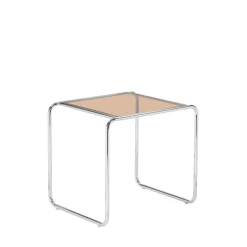 RIKA Table d'appoint en verre pieds chrome