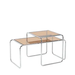 RIKA Table d'appoint en verre pieds chrome