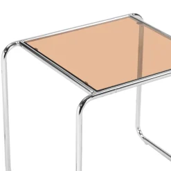 RIKA Table d'appoint en verre pieds chrome