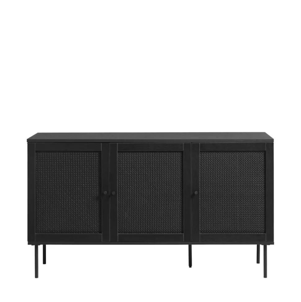 RINTO Buffet 3 portes en bois et métal L140cm