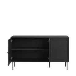 RINTO Buffet 3 portes en bois et métal L140cm