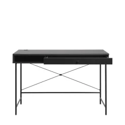 RINTO Bureau 1 tiroir 1 niche en bois et métal L120cm