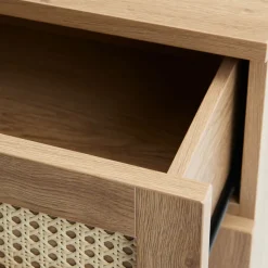 RINTO Commode 3 tiroirs en bois et métal L80cm