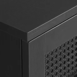 RINTO Meuble TV 2 portes 2 niches en bois et métal L120cm