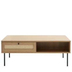 RINTO Table basse 2 tiroirs en bois et métal