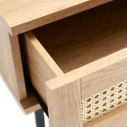 RINTO Table basse 2 tiroirs en bois et métal