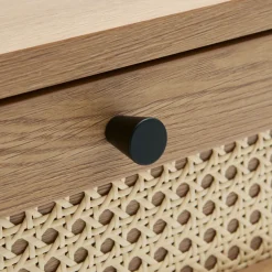 RINTO Table basse 2 tiroirs en bois et métal