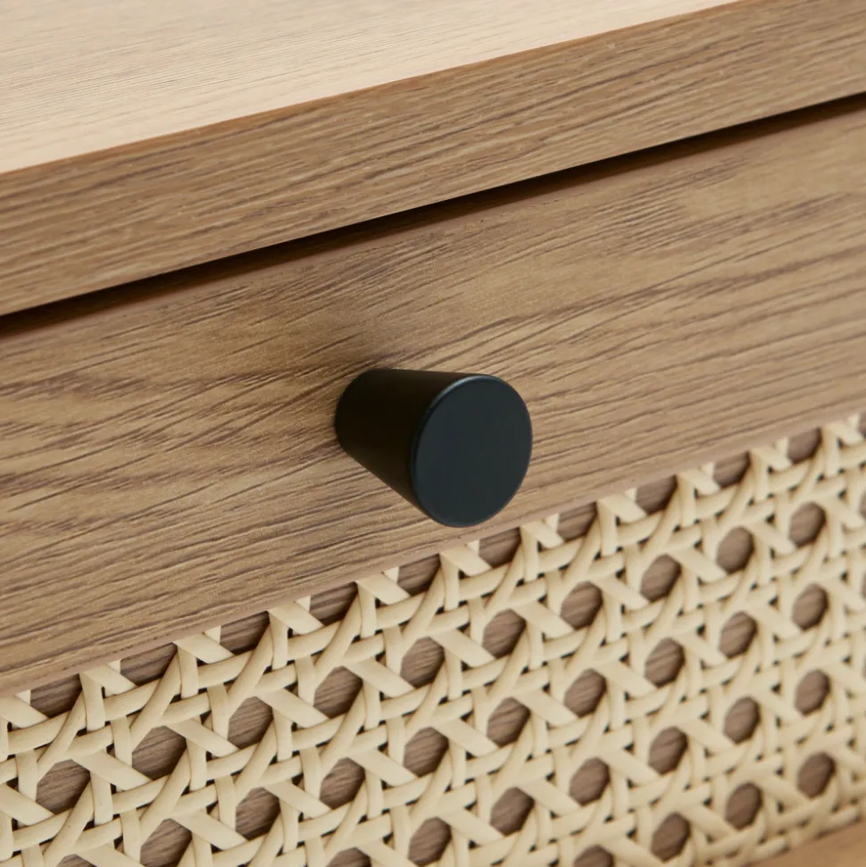 RINTO Table basse 2 tiroirs en bois et métal