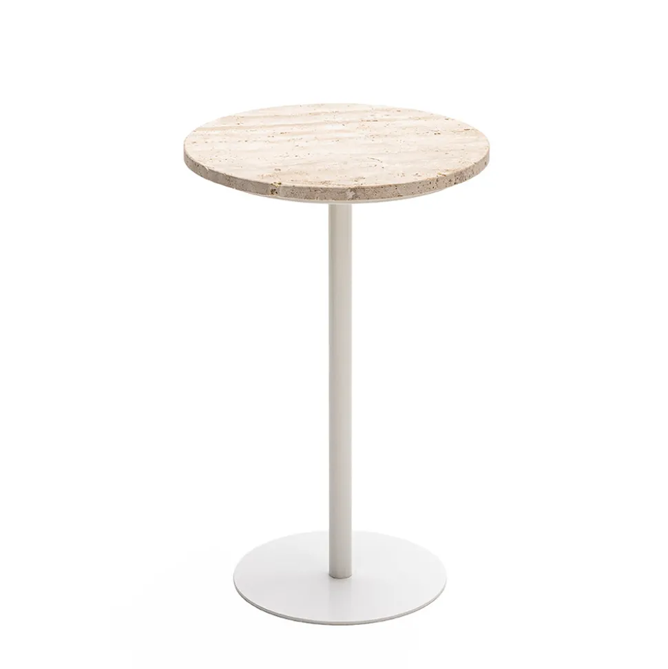 RITO Table d'appoint en métal et travertin ø35cm