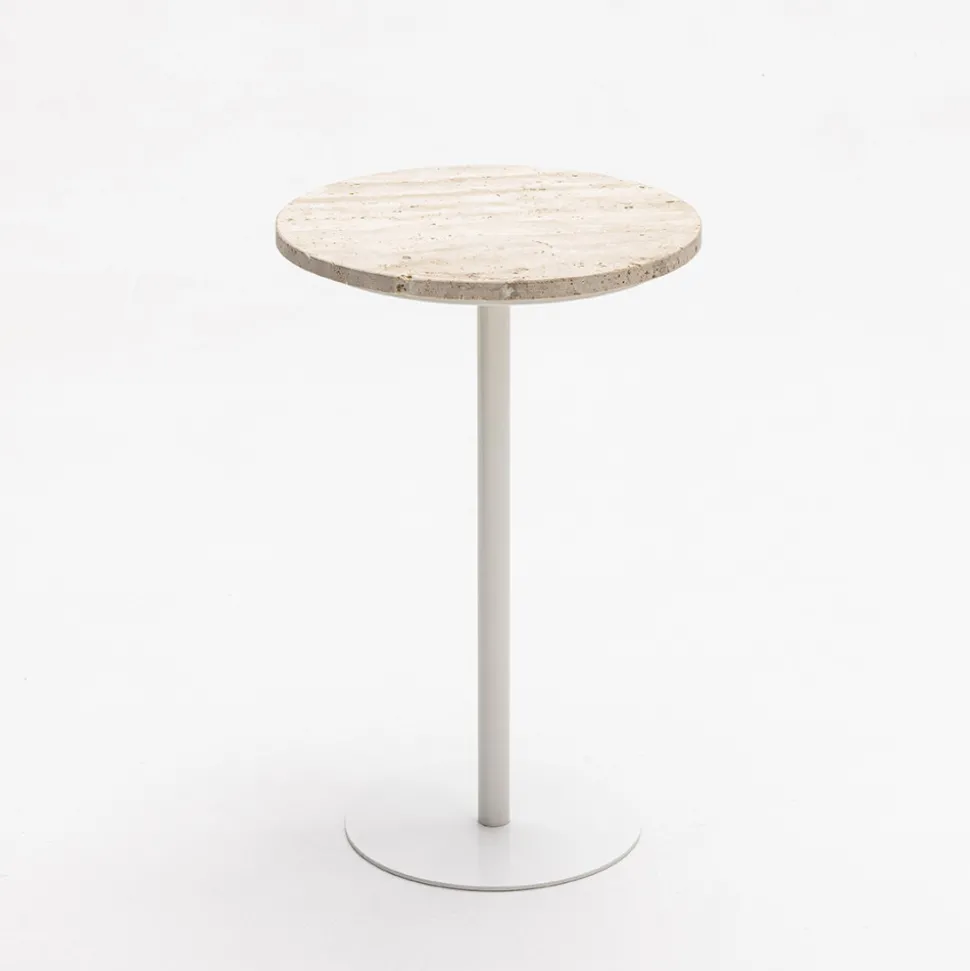 RITO Table d'appoint en métal et travertin ø35cm