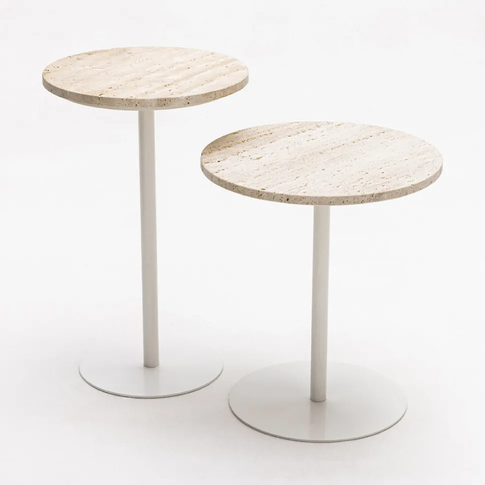 RITO Table d'appoint en métal et travertin ø35cm