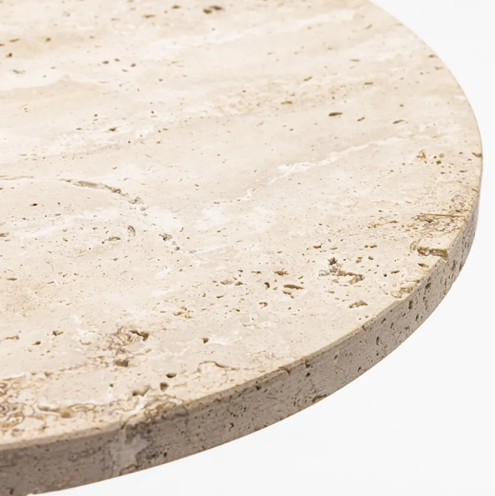 RITO Table d'appoint en métal et travertin ø35cm