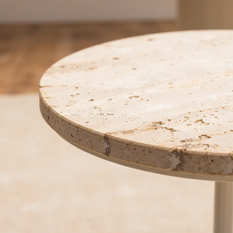 RITO Table d'appoint en métal et travertin ø35cm