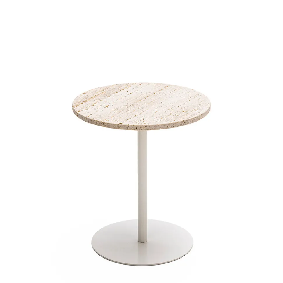 RITO Table d'appoint en métal et travertin ø40cm