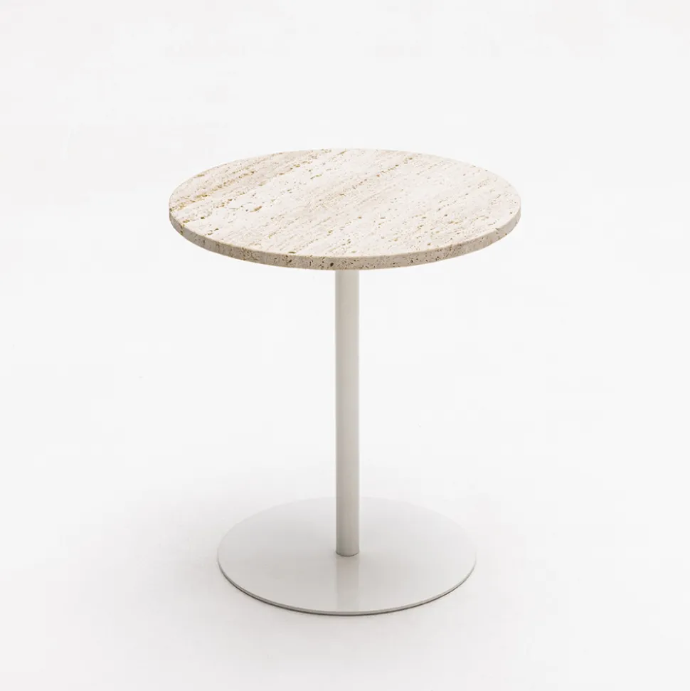 RITO Table d'appoint en métal et travertin ø40cm