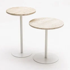 RITO Table d'appoint en métal et travertin ø40cm