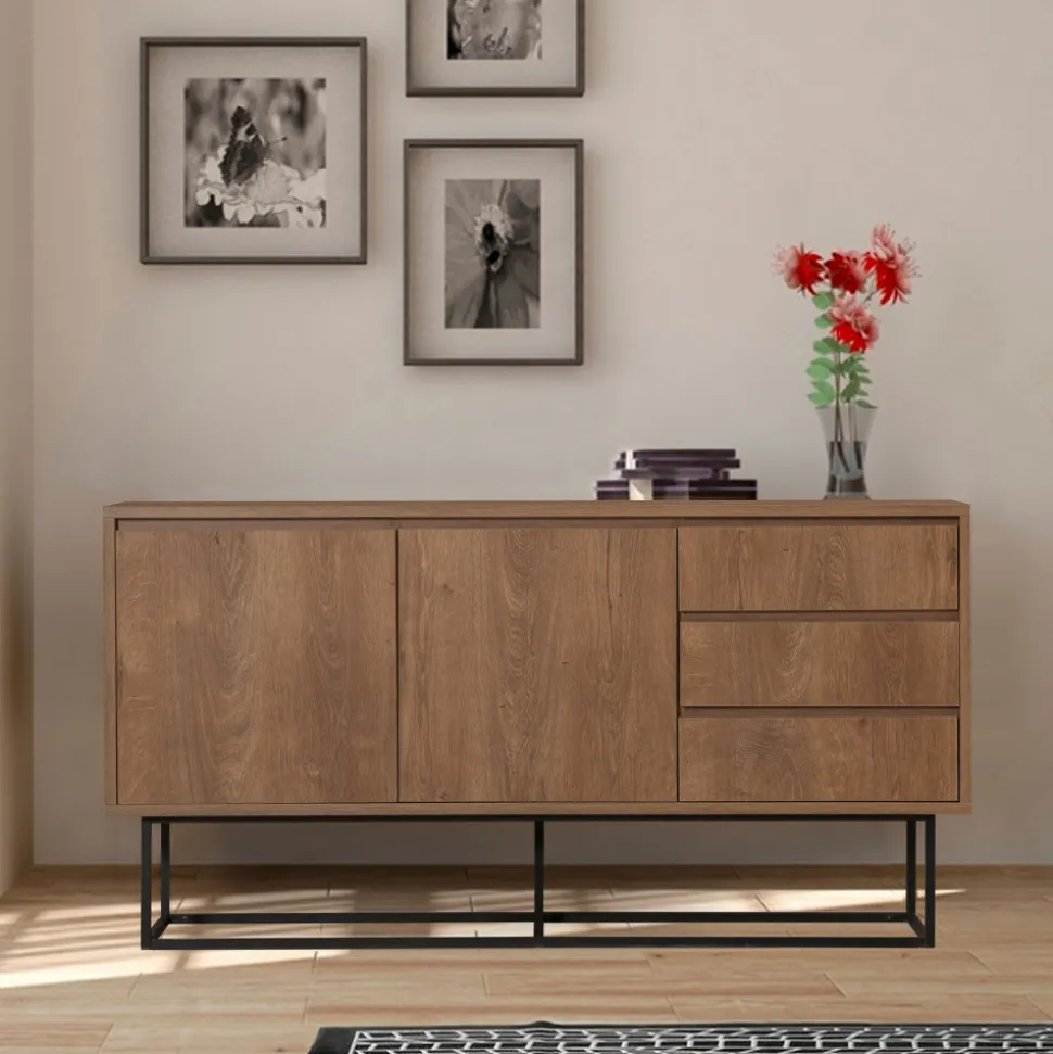 ROA Buffet 2 portes en bois et métal L140cm