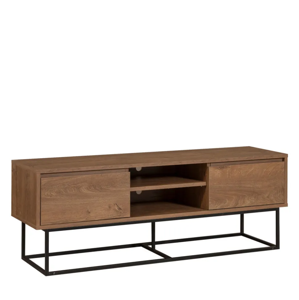 ROA Meuble TV 2 tiroirs en bois et métal L140cm