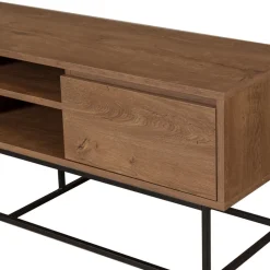 ROA Meuble TV 2 tiroirs en bois et métal L140cm