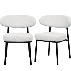 RODE Lot de 2 chaises en tissu bouclette, bois et métal