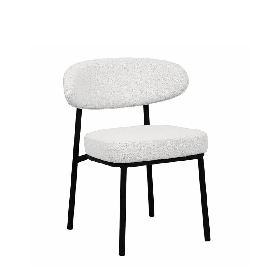 RODE Lot de 2 chaises en tissu bouclette, bois et métal