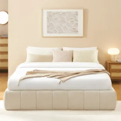 ROMEO Lit coffre en tissu chenille 160x200cm